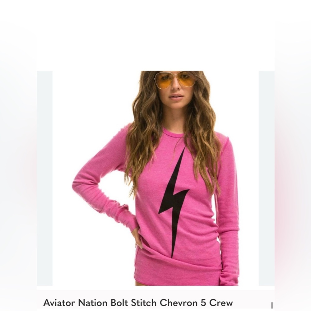 Aviator Nation Bolt Stitch Chevron Pink Long Sleeve